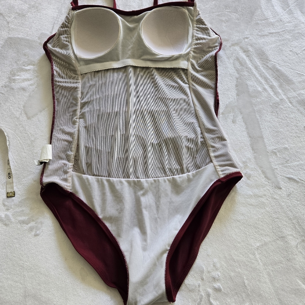 Ekouaer Maroon One Piece Runched Front Bathing Swim Suit Medium - Picture 6 of 9